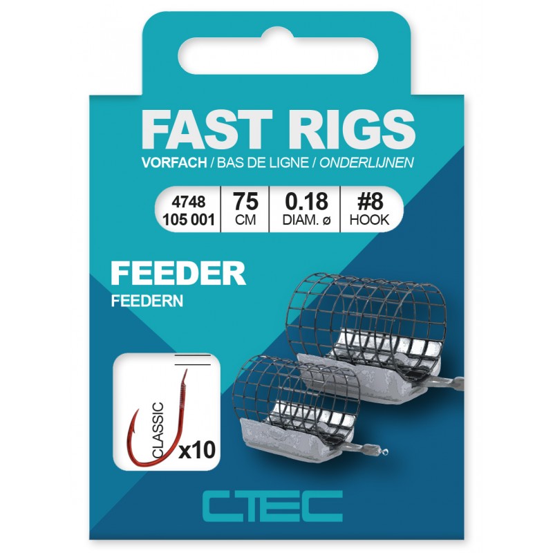 Haczyk z przyponem C-TEC Feeder 75cm, hak nr 14, 0,12mm, 10szt