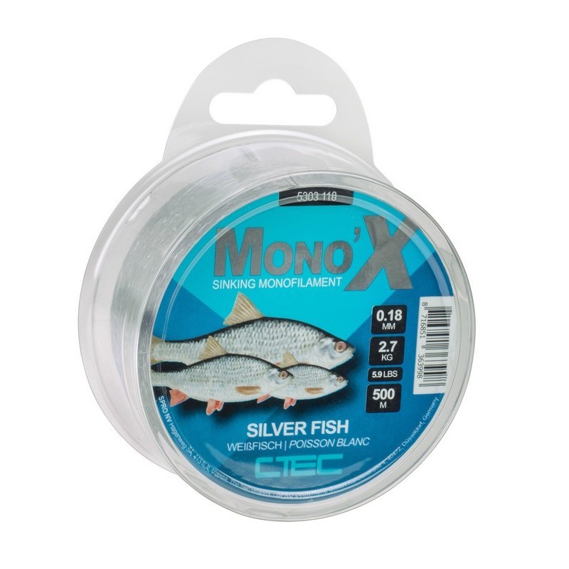 Żyłka CTEC Silverfish szara 0,14mm, 1,8kg, 500m